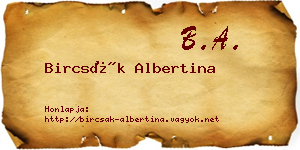 Bircsák Albertina névjegykártya